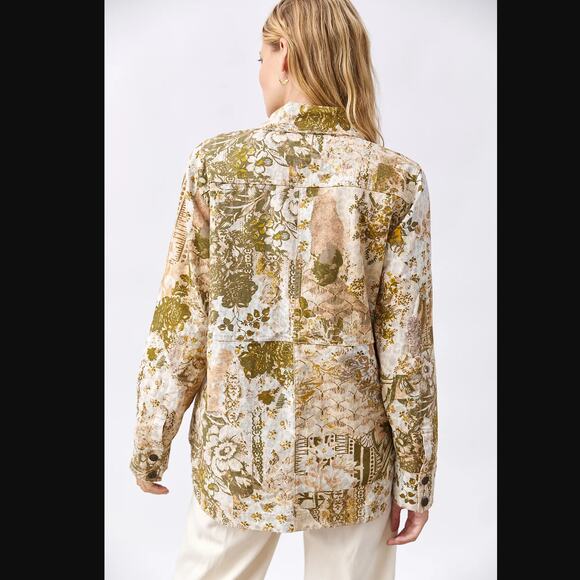 Anthropologie Denim Shirt Designer Print Jacket - New - Large - Picture 5 of 8